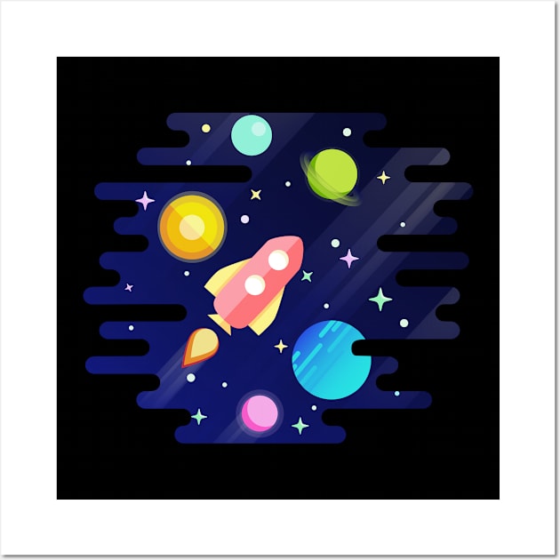 Rocket in Space Wall Art by Seraphine